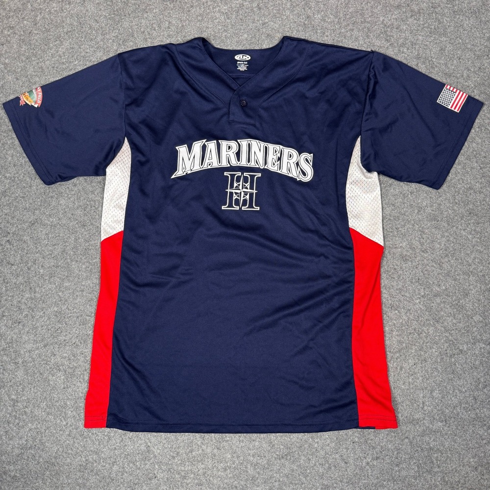 Athletic Knit Mariners Gilder 1 Baseball Jersey Mens Large Navy Blue Red White